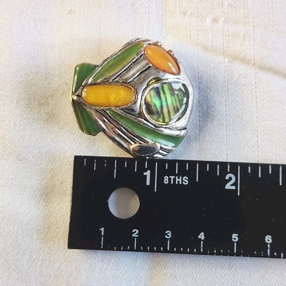 Vintage Green Abalone‎ Shell Brooch Pendant Ocean Summer Pin Beach Jewelry Gift